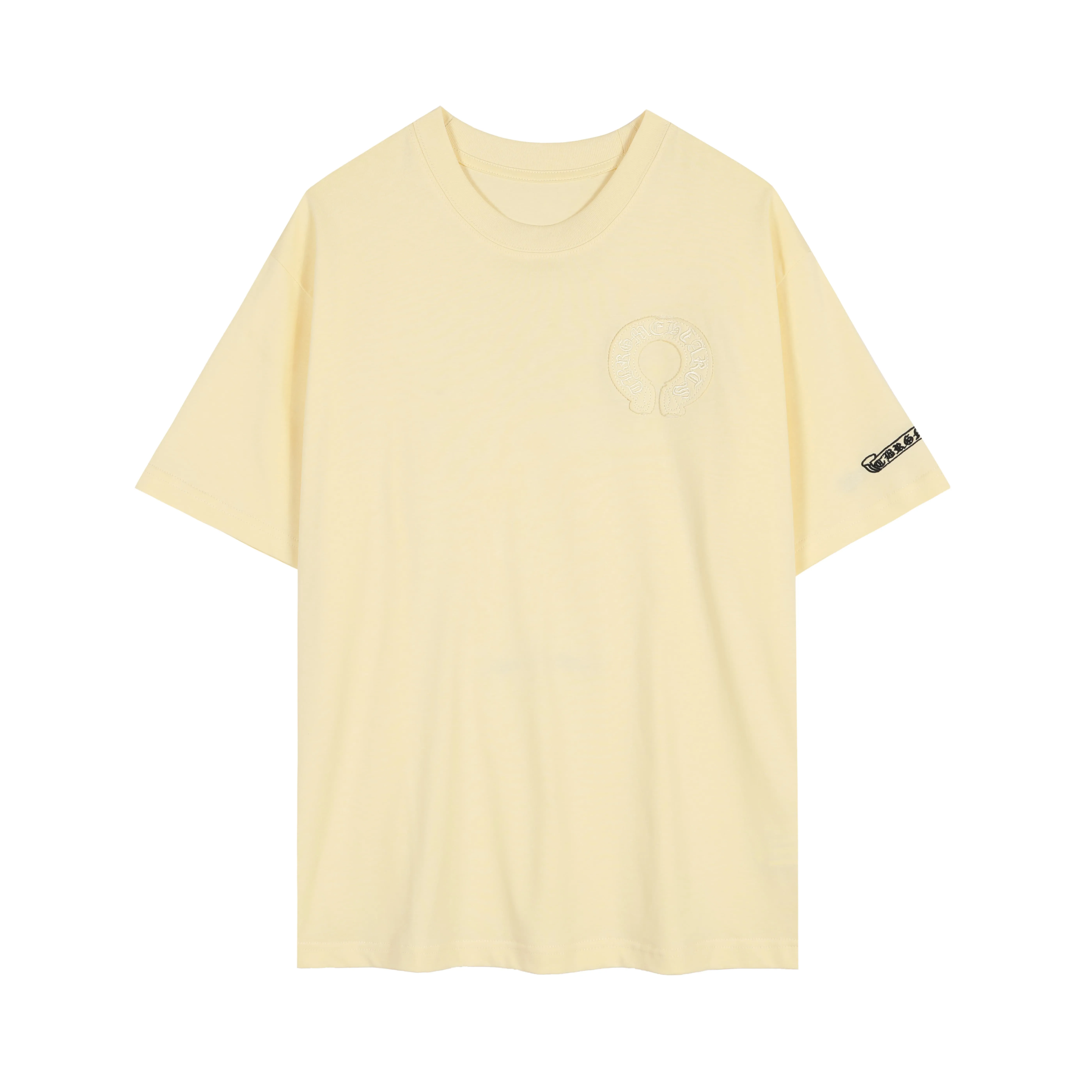 P150 Chrome Hearts Chrome Hearts Embroidered Short Sleeve Size: SMLXL Color: Apricot Gray